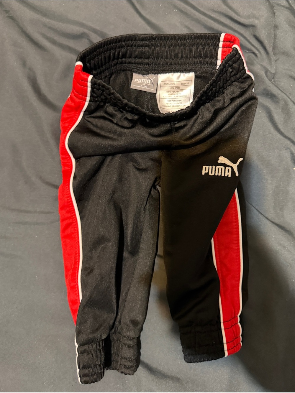 Puma Kids Black & Red Track Pants